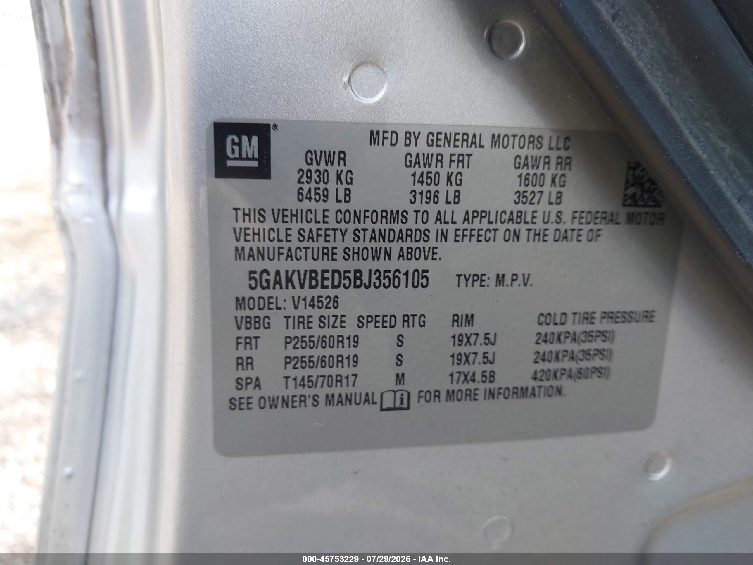 2011 Buick Enclave 1xl Silver vin: 5GAKVBED5BJ356105