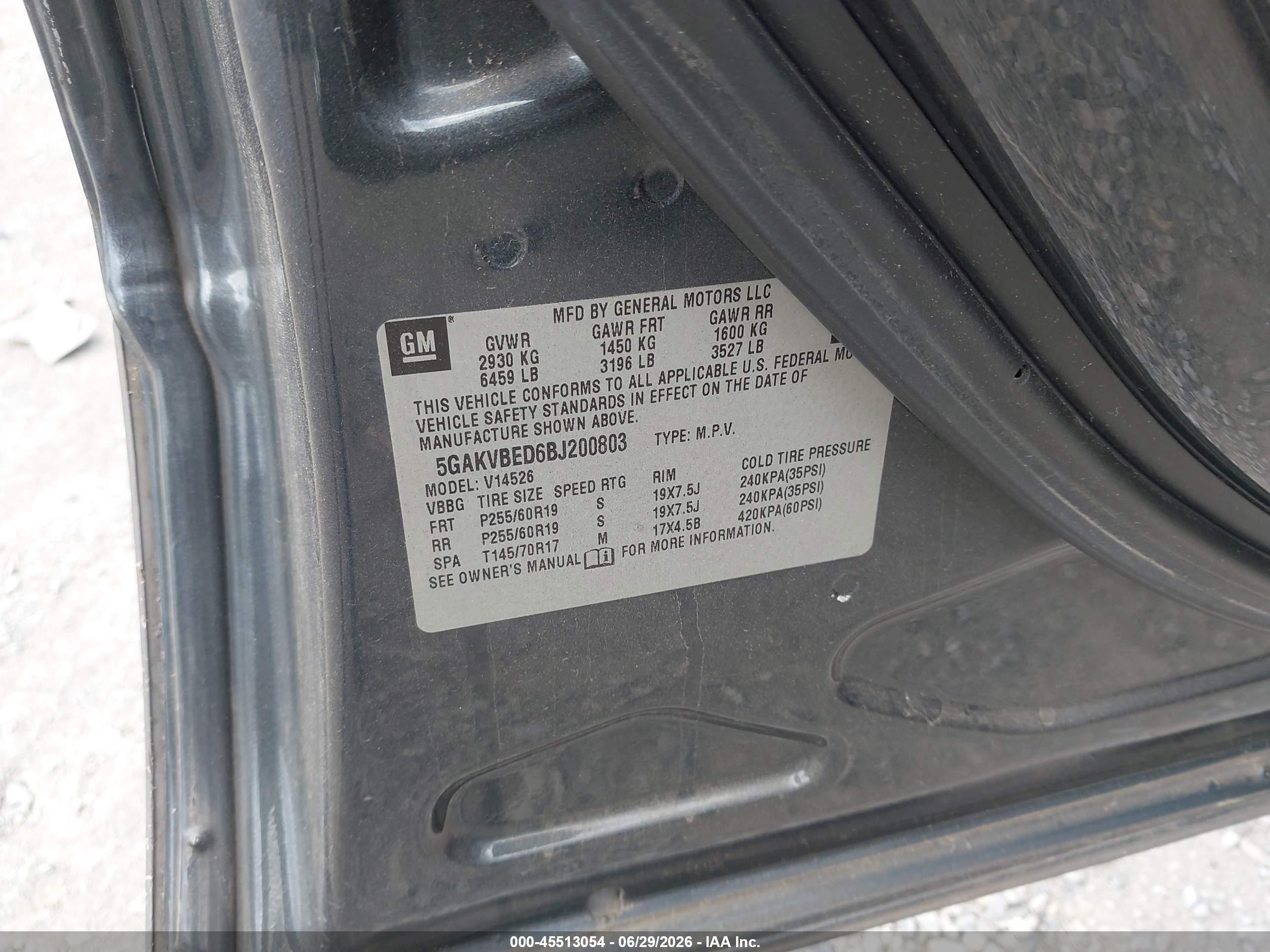 2011 Buick Enclave 1xl Серый vin: 5GAKVBED6BJ200803