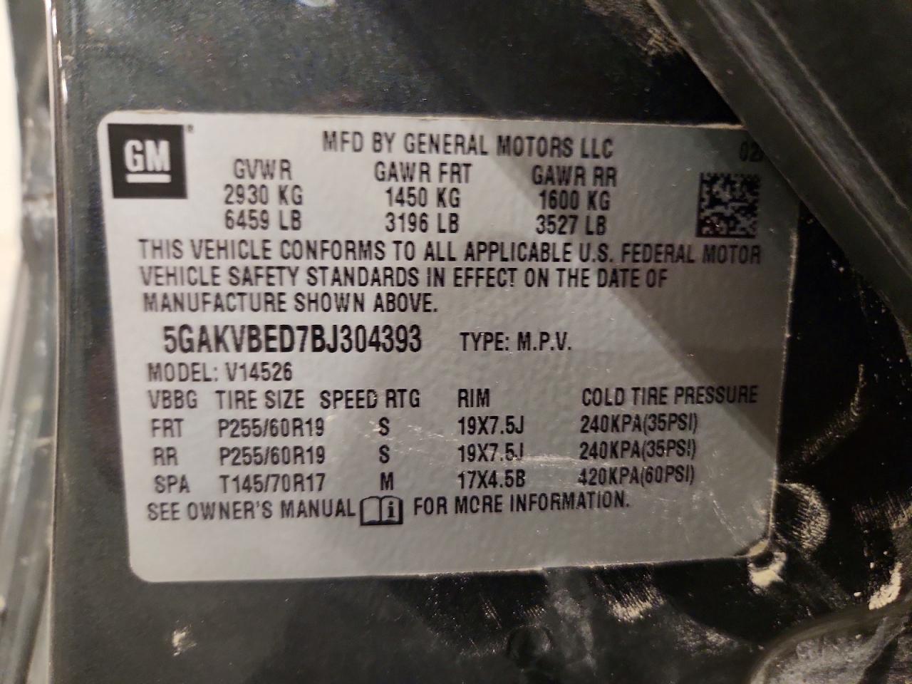 2011 Buick Enclave Cxl Gray vin: 5GAKVBED7BJ304393