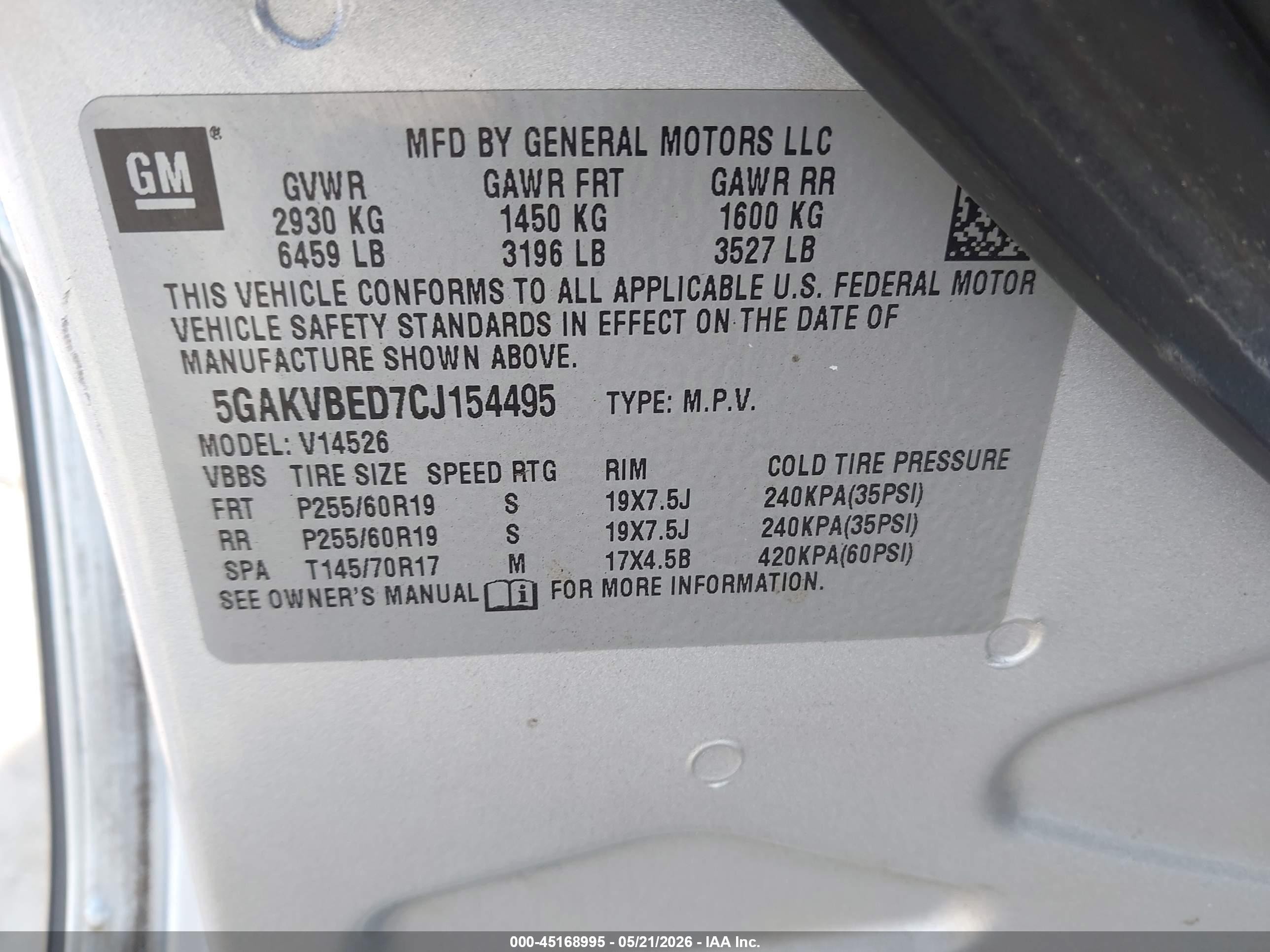 2012 Buick Enclave Convenience Silver vin: 5GAKVBED7CJ154495