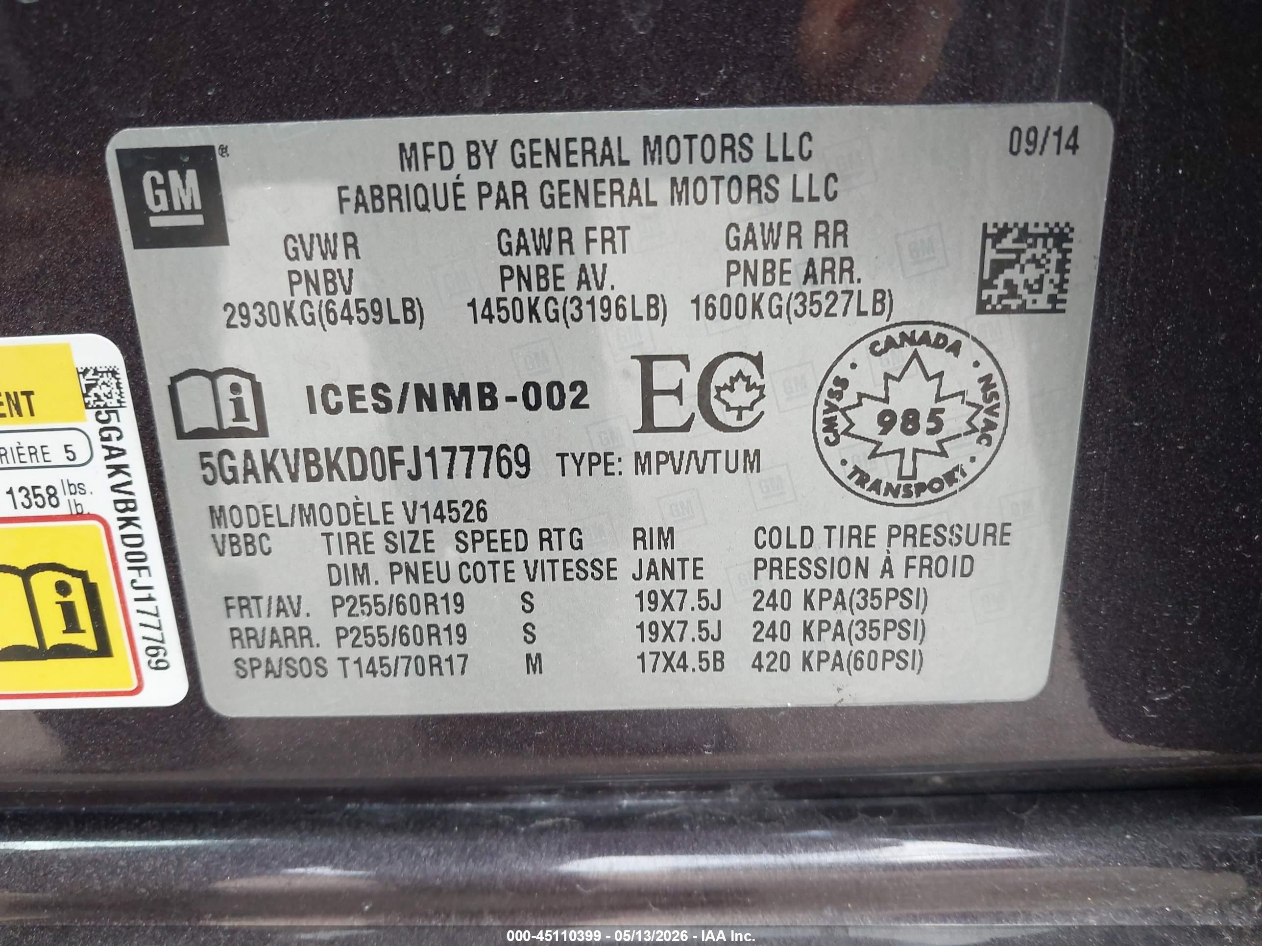 2015 Buick Enclave Leather Gray vin: 5GAKVBKD0FJ177769