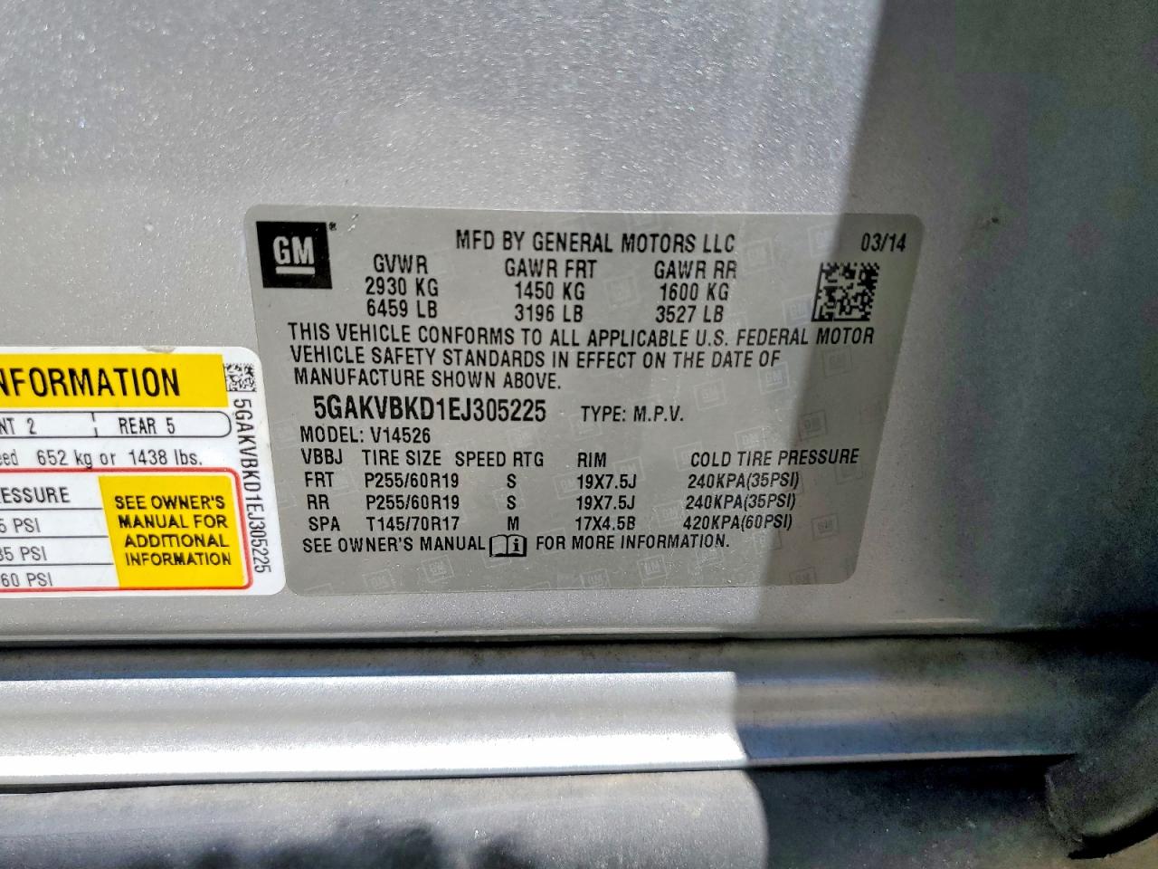 2014 Buick Enclave Silver vin: 5GAKVBKD1EJ305225
