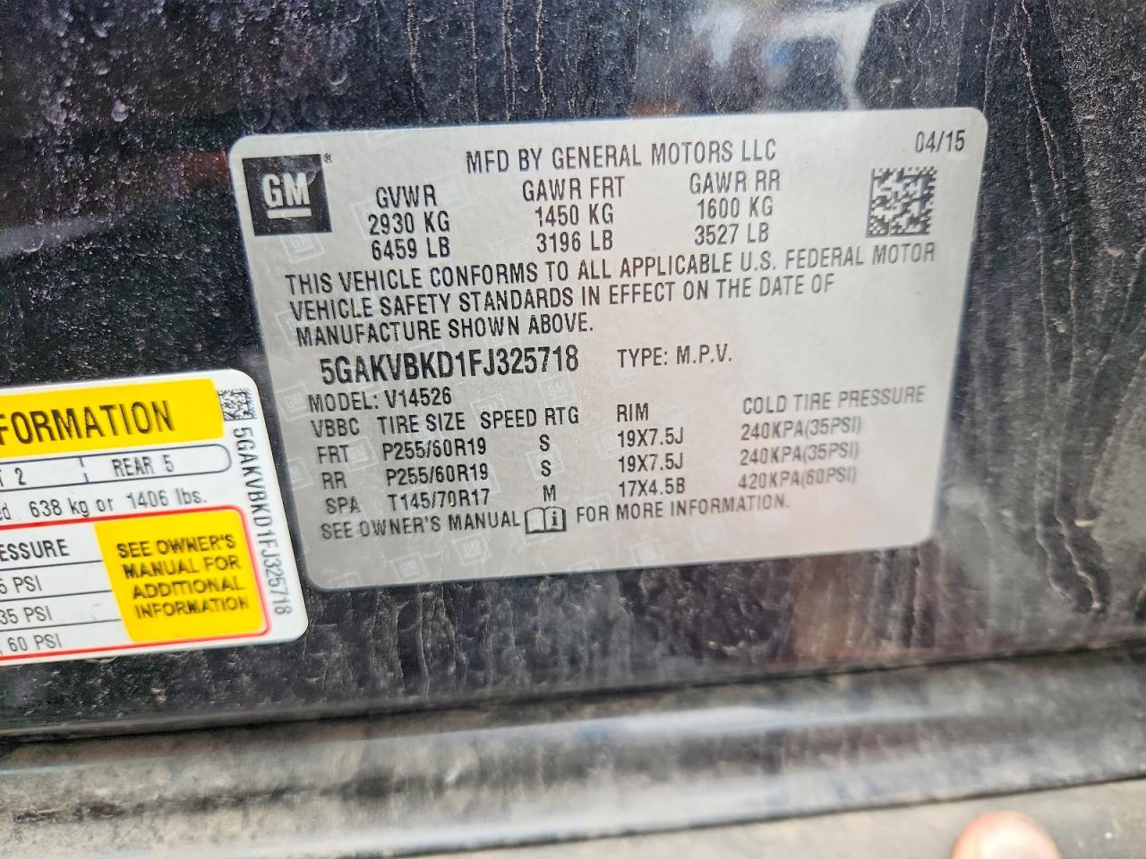 2015 Buick Enclave Черный vin: 5GAKVBKD1FJ325718