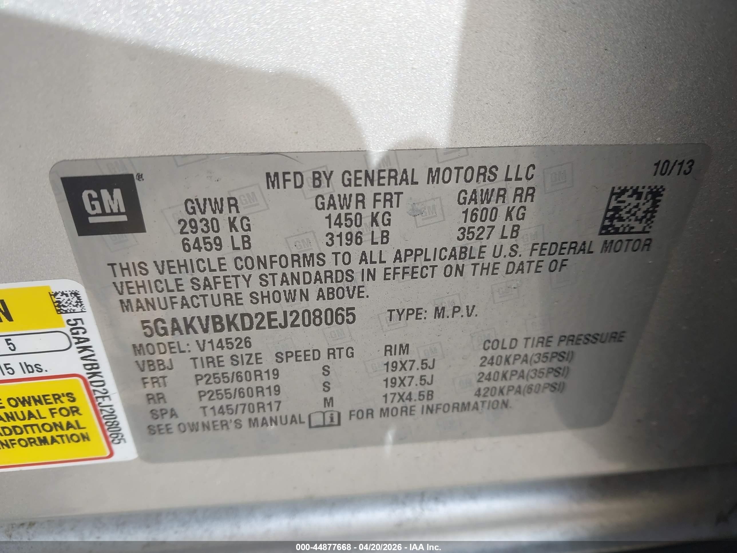 2014 Buick Enclave Leather Silver vin: 5GAKVBKD2EJ208065