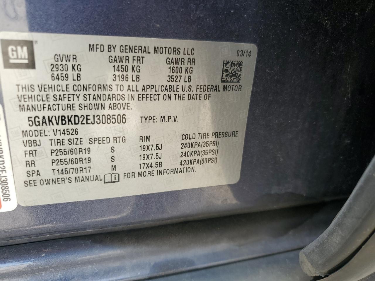 2014 Buick Enclave Blue vin: 5GAKVBKD2EJ308506