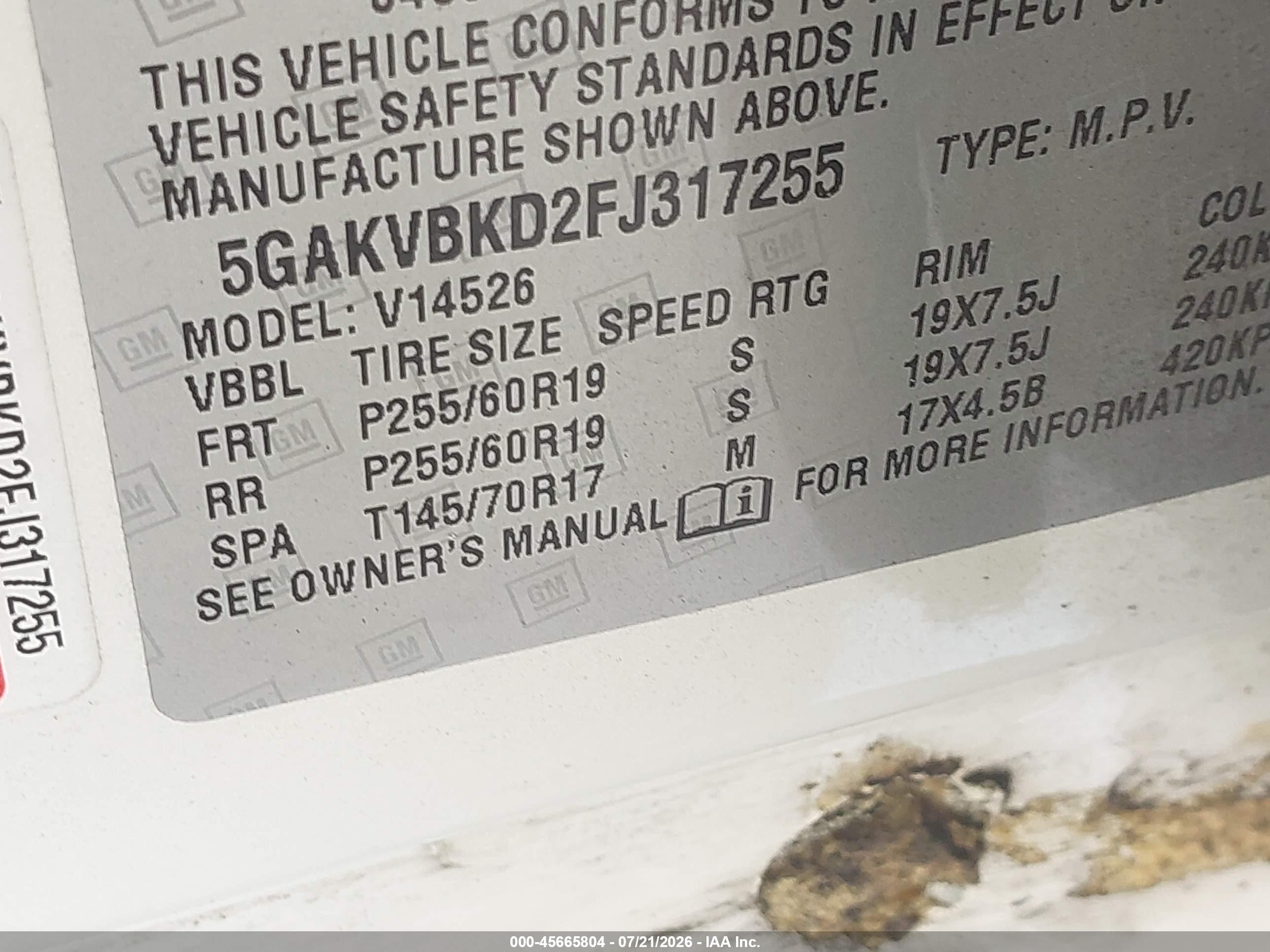 2015 Buick Enclave Leather White vin: 5GAKVBKD2FJ317255