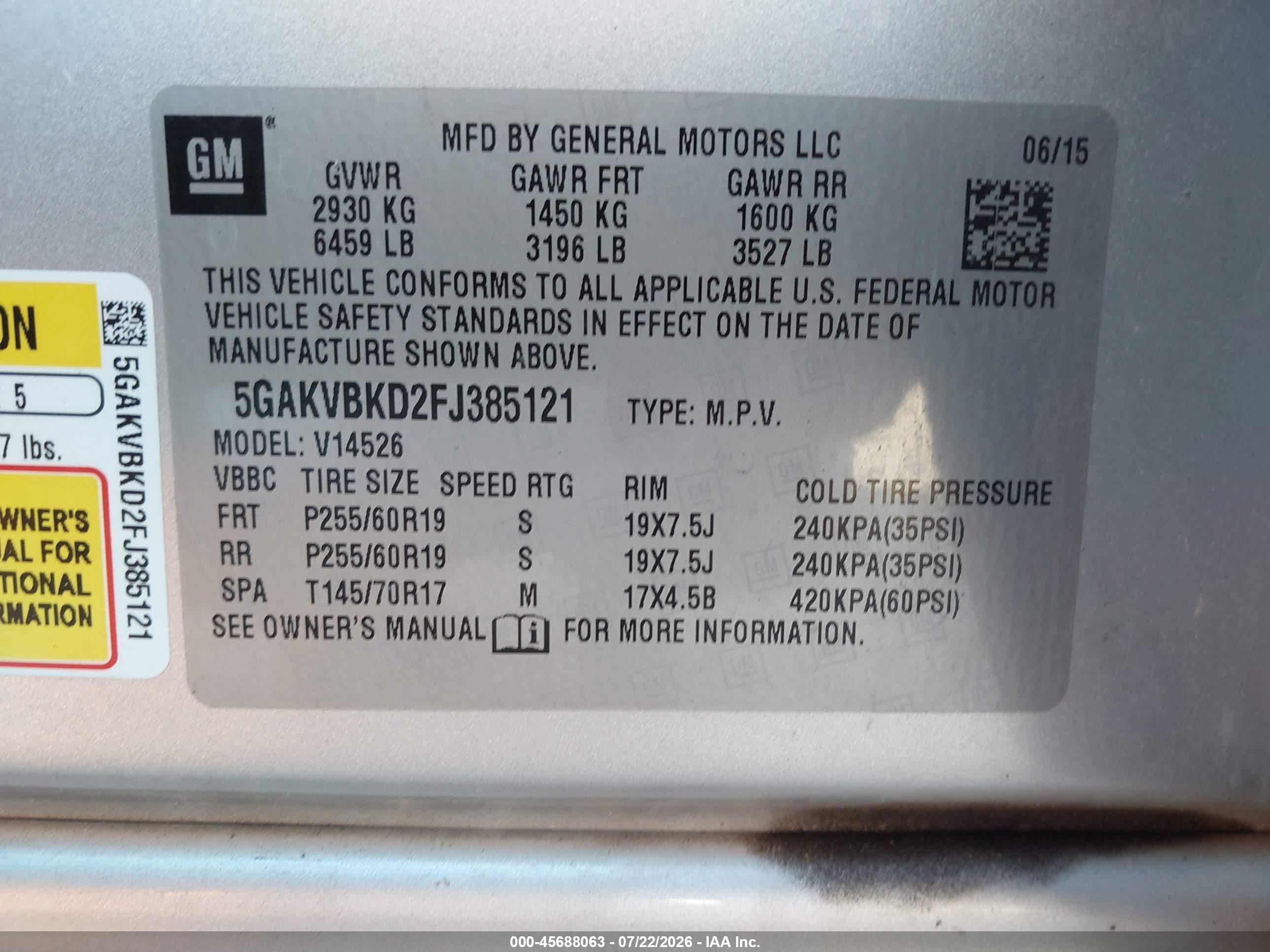 2015 Buick Enclave Leather Silver vin: 5GAKVBKD2FJ385121