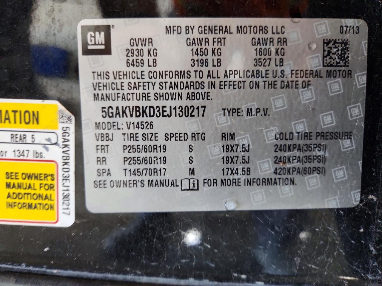 2014 Buick Enclave Charcoal vin: 5GAKVBKD3EJ130217