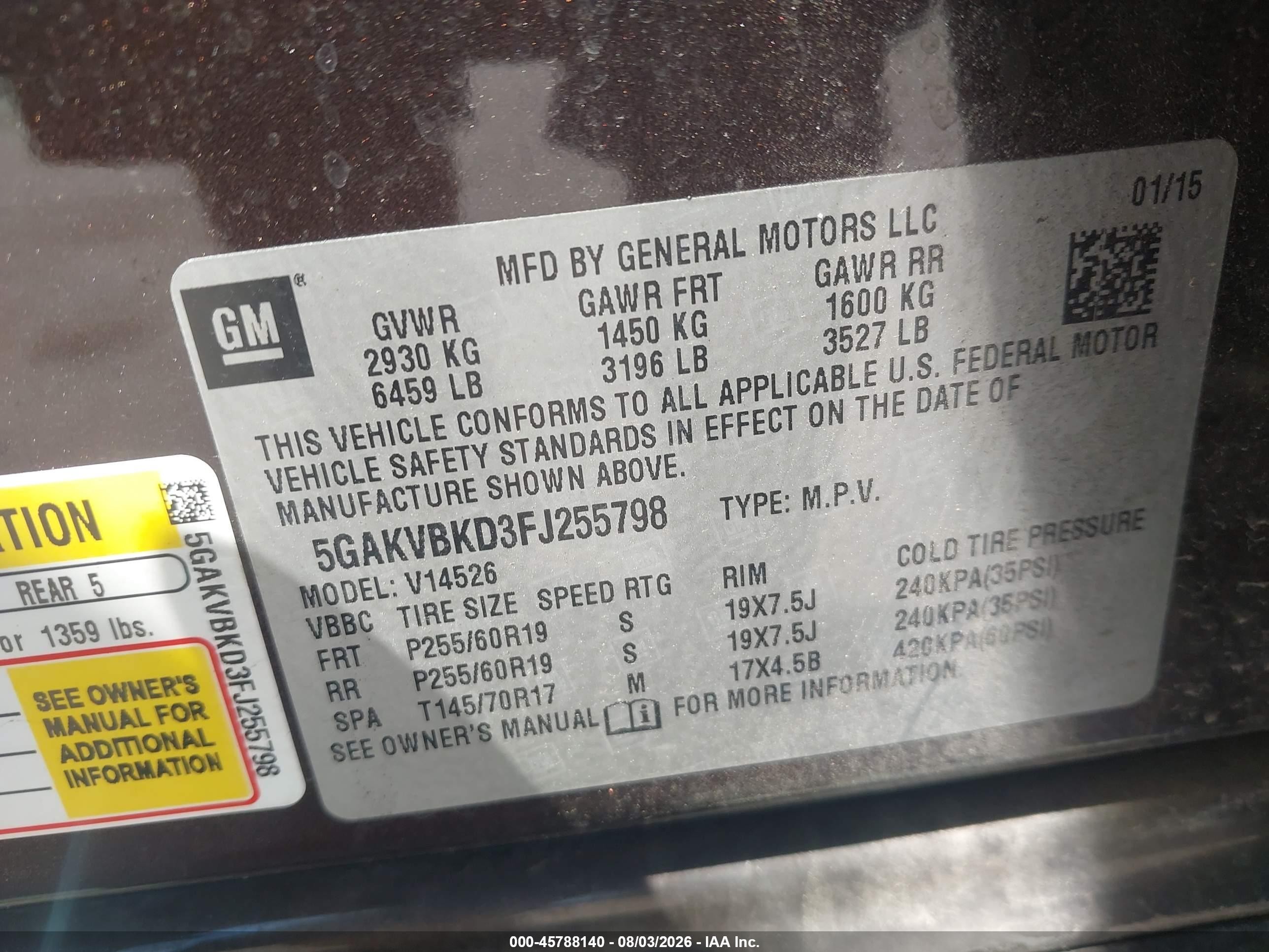 2015 Buick Enclave Leather Brown vin: 5GAKVBKD3FJ255798