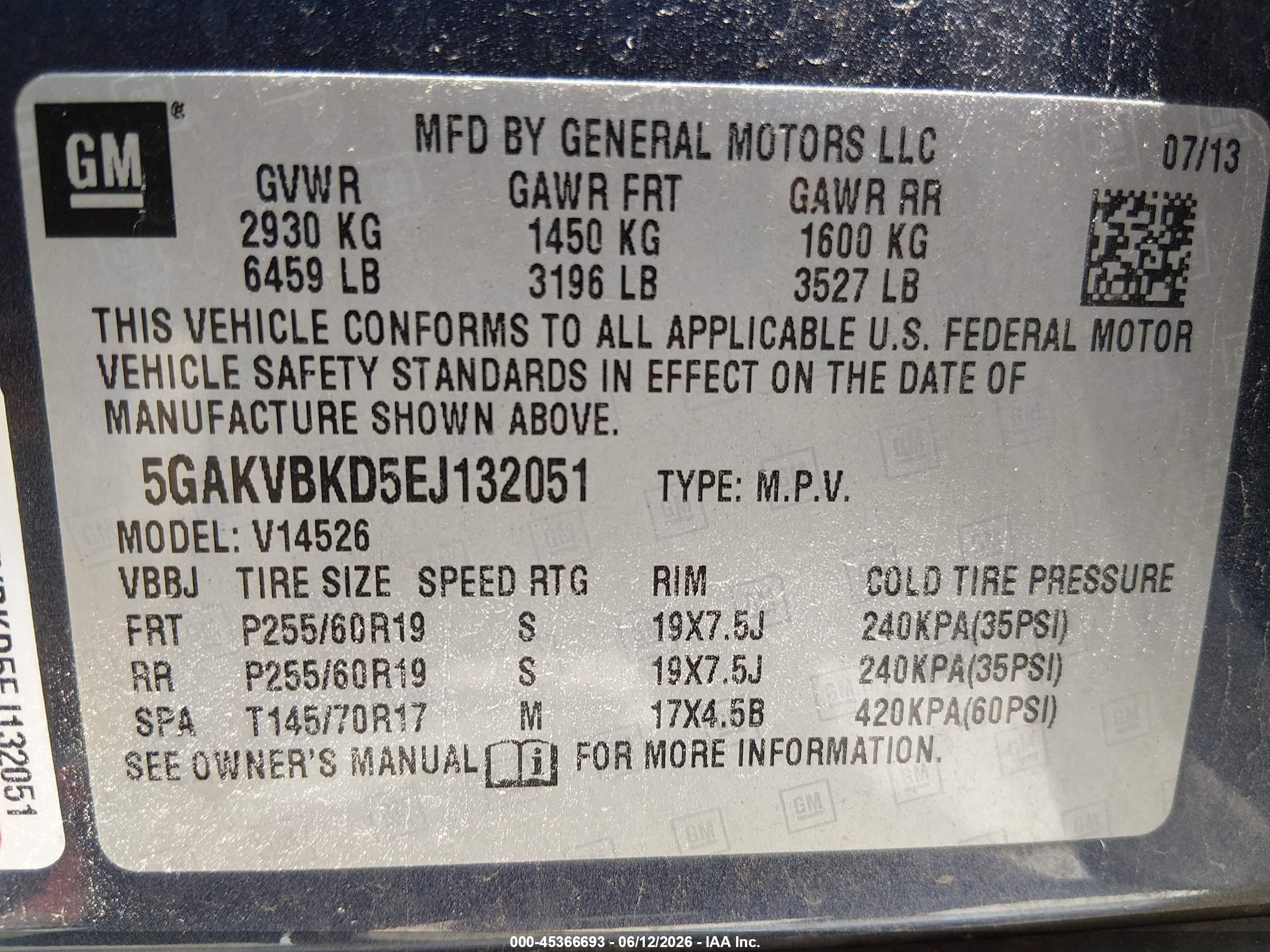 2014 Buick Enclave Leather Blue vin: 5GAKVBKD5EJ132051