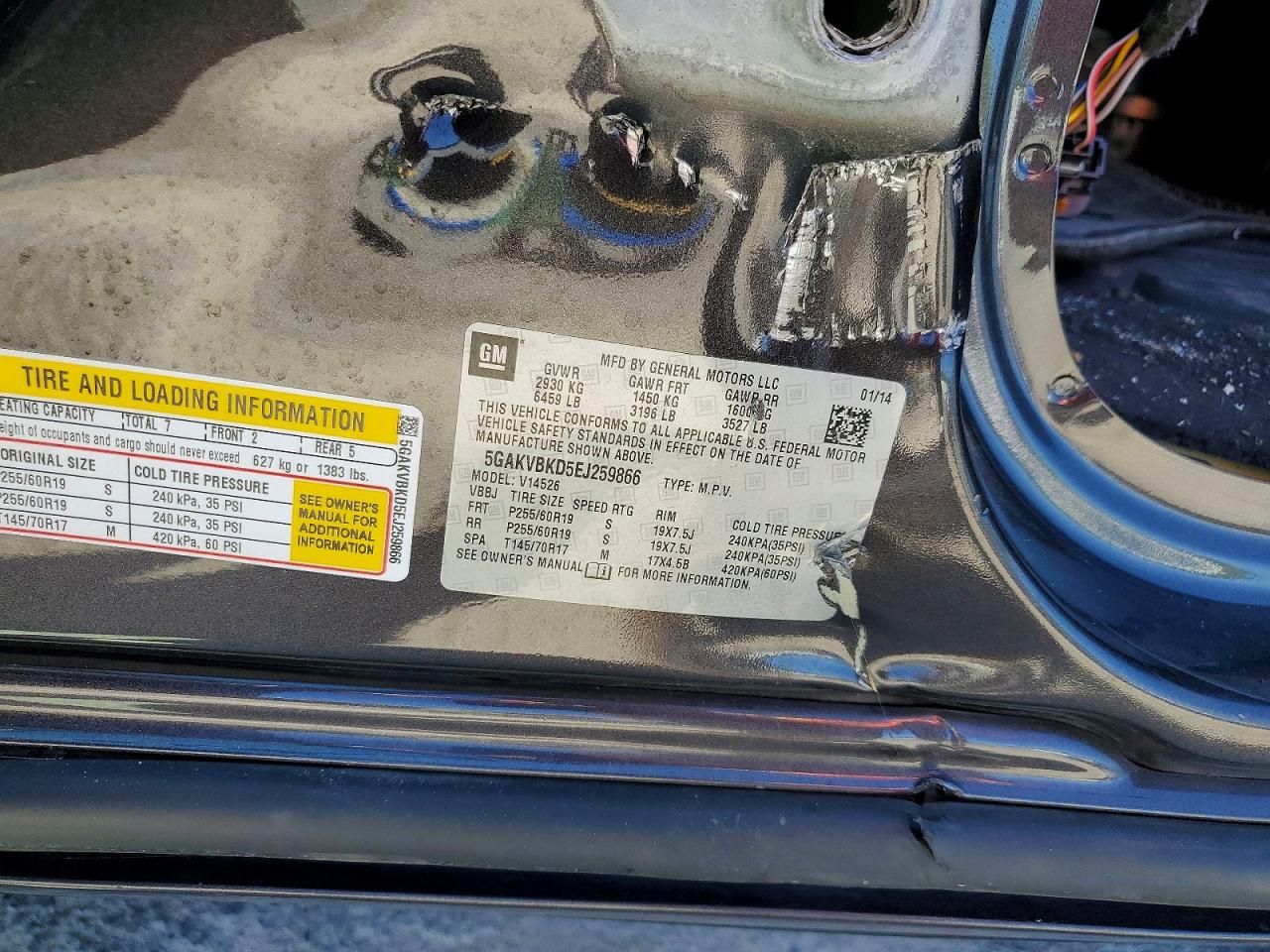 2014 Buick Enclave Charcoal vin: 5GAKVBKD5EJ259866