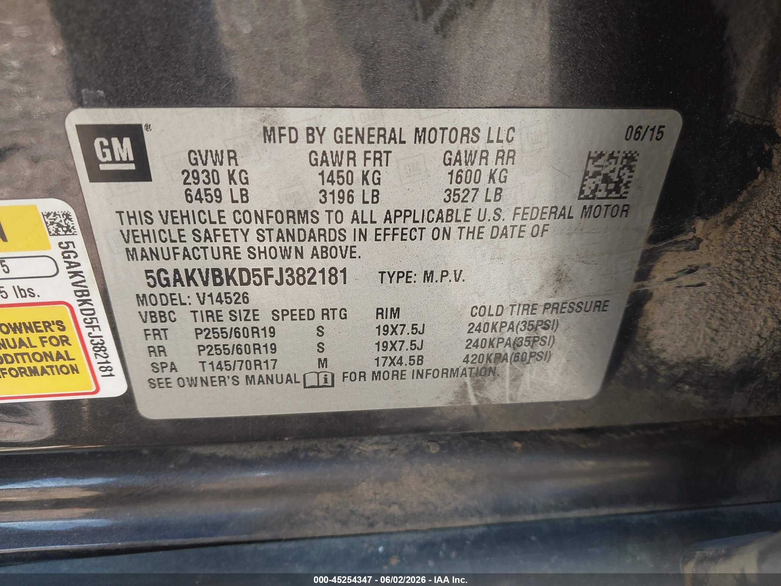 2015 Buick Enclave Leather Серый vin: 5GAKVBKD5FJ382181