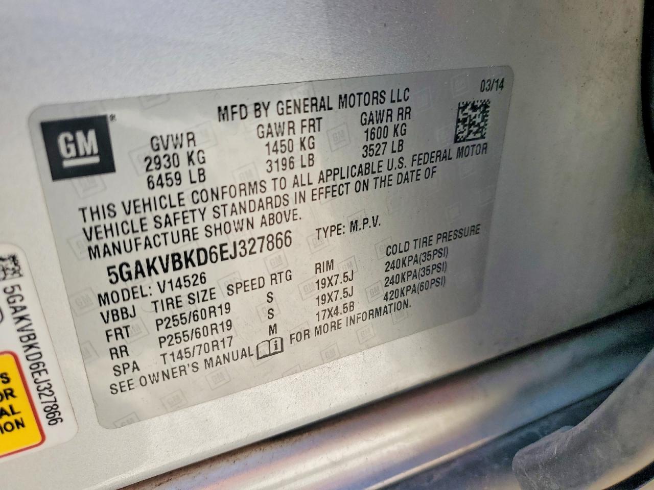 2014 Buick Enclave Silver vin: 5GAKVBKD6EJ327866