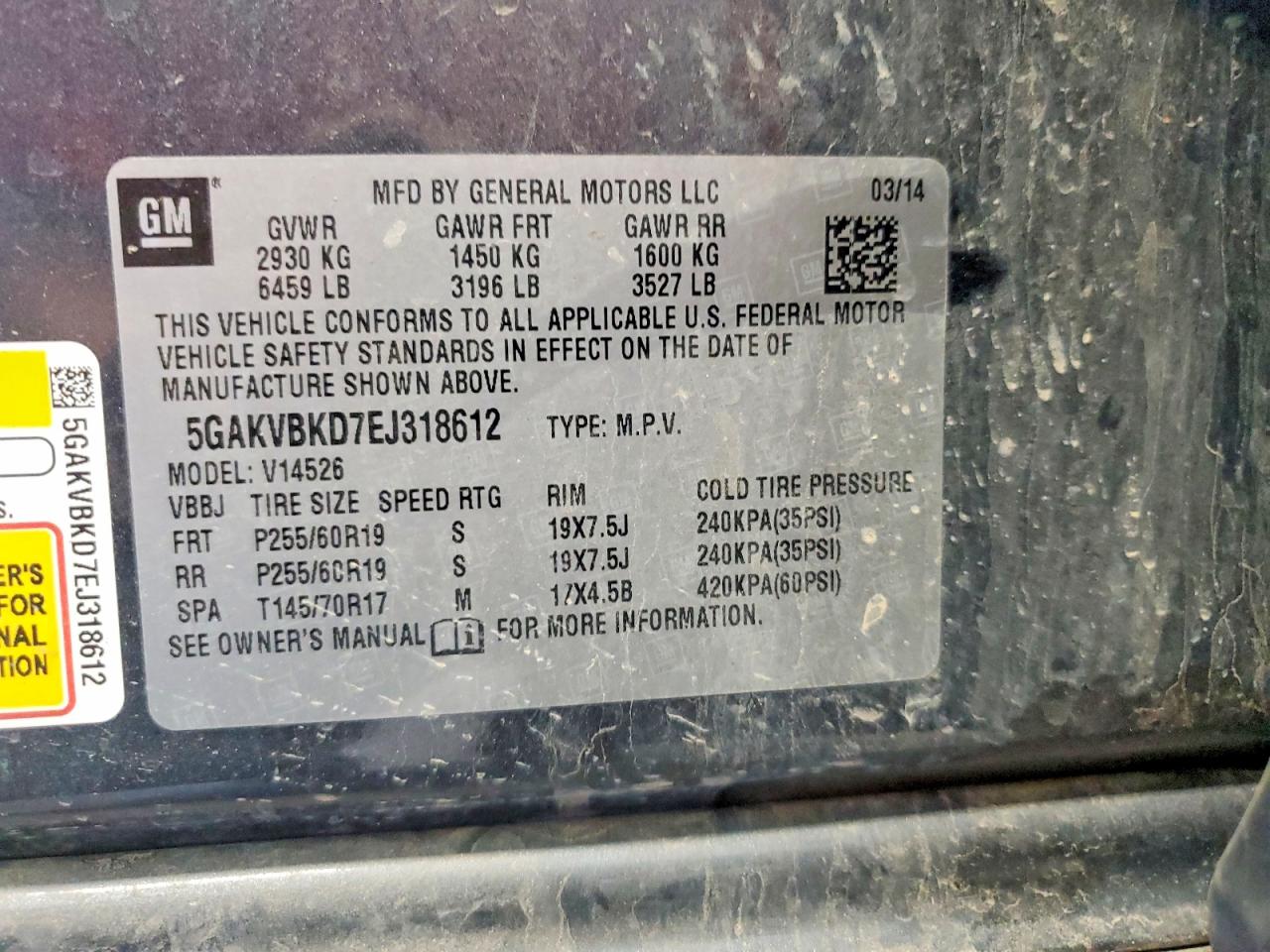 2014 Buick Enclave Серый vin: 5GAKVBKD7EJ318612