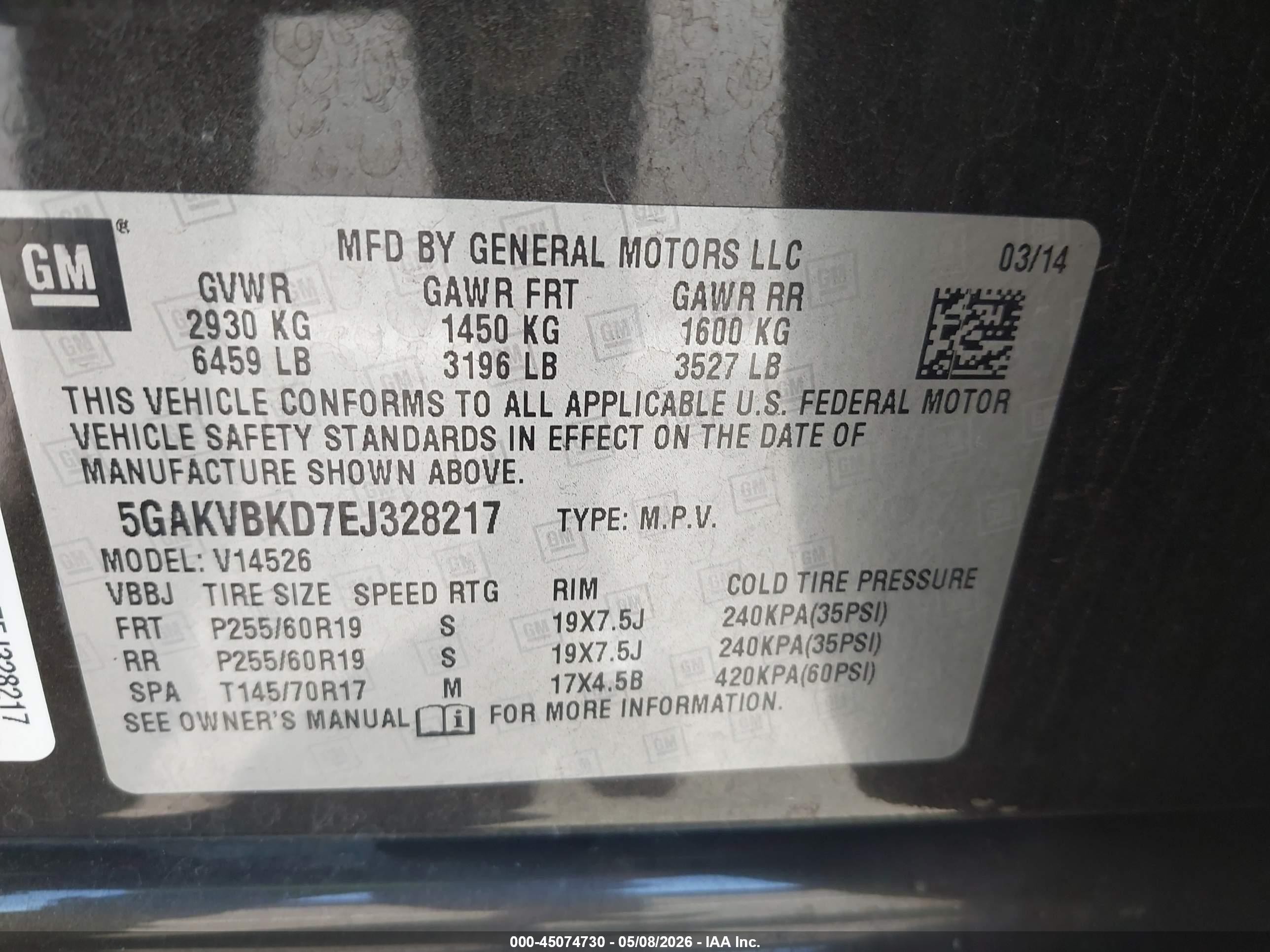 2014 Buick Enclave Leather Brown vin: 5GAKVBKD7EJ328217