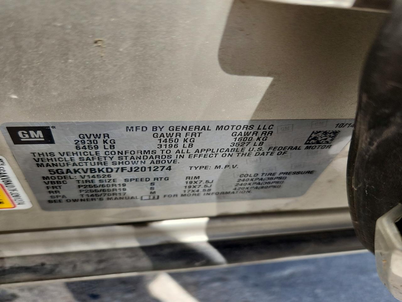 2015 Buick Enclave Silver vin: 5GAKVBKD7FJ201274