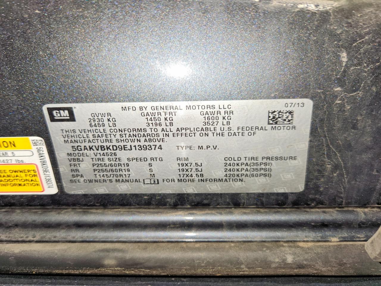 2014 Buick Enclave Charcoal vin: 5GAKVBKD9EJ139374