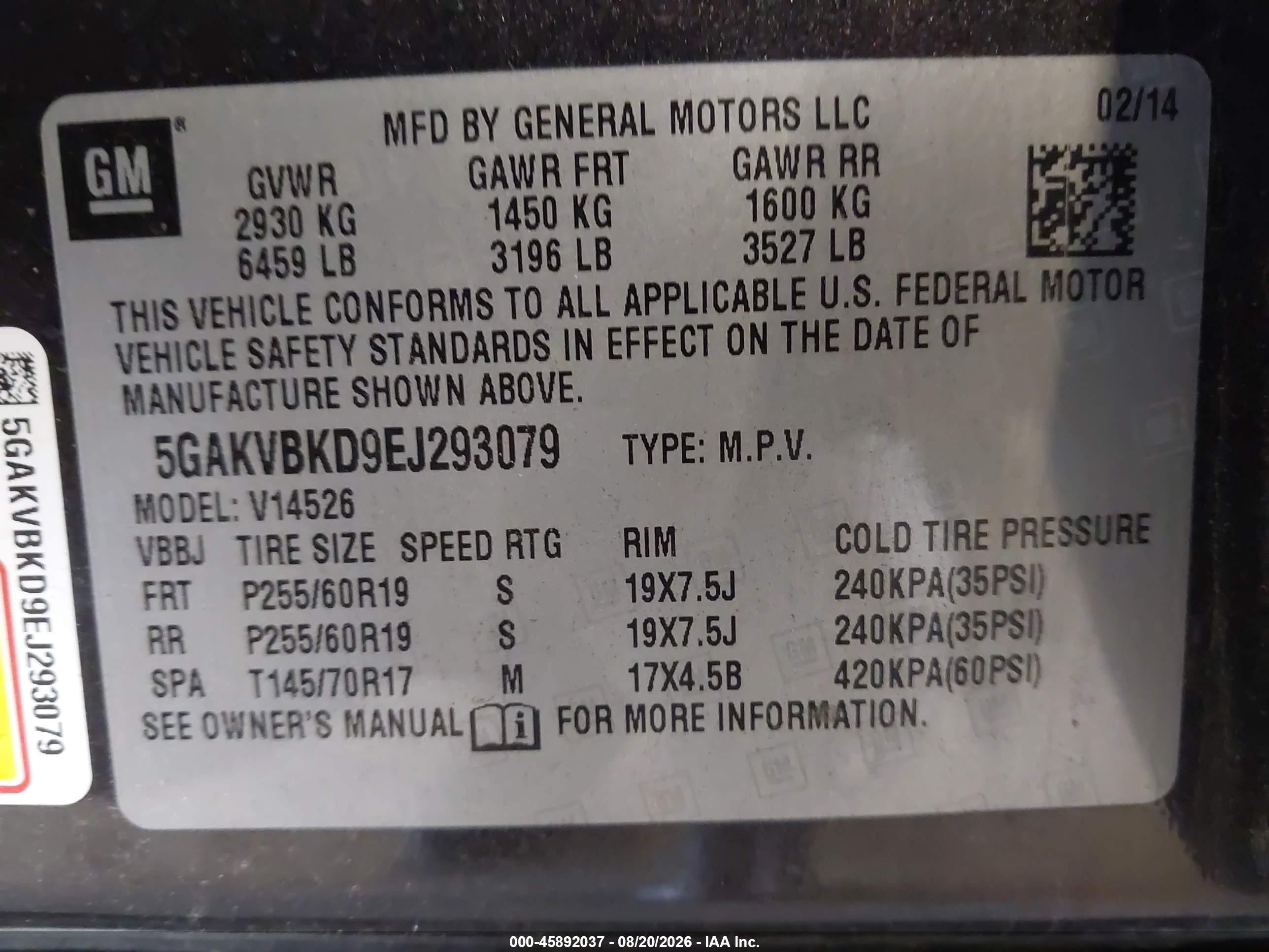2014 Buick Enclave Leather Серый vin: 5GAKVBKD9EJ293079