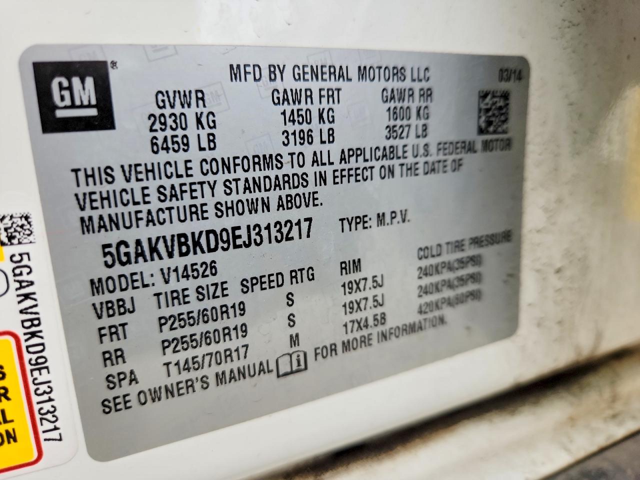 2014 Buick Enclave White vin: 5GAKVBKD9EJ313217