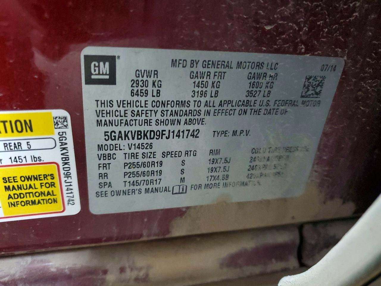 2015 Buick Enclave Бордовый vin: 5GAKVBKD9FJ141742