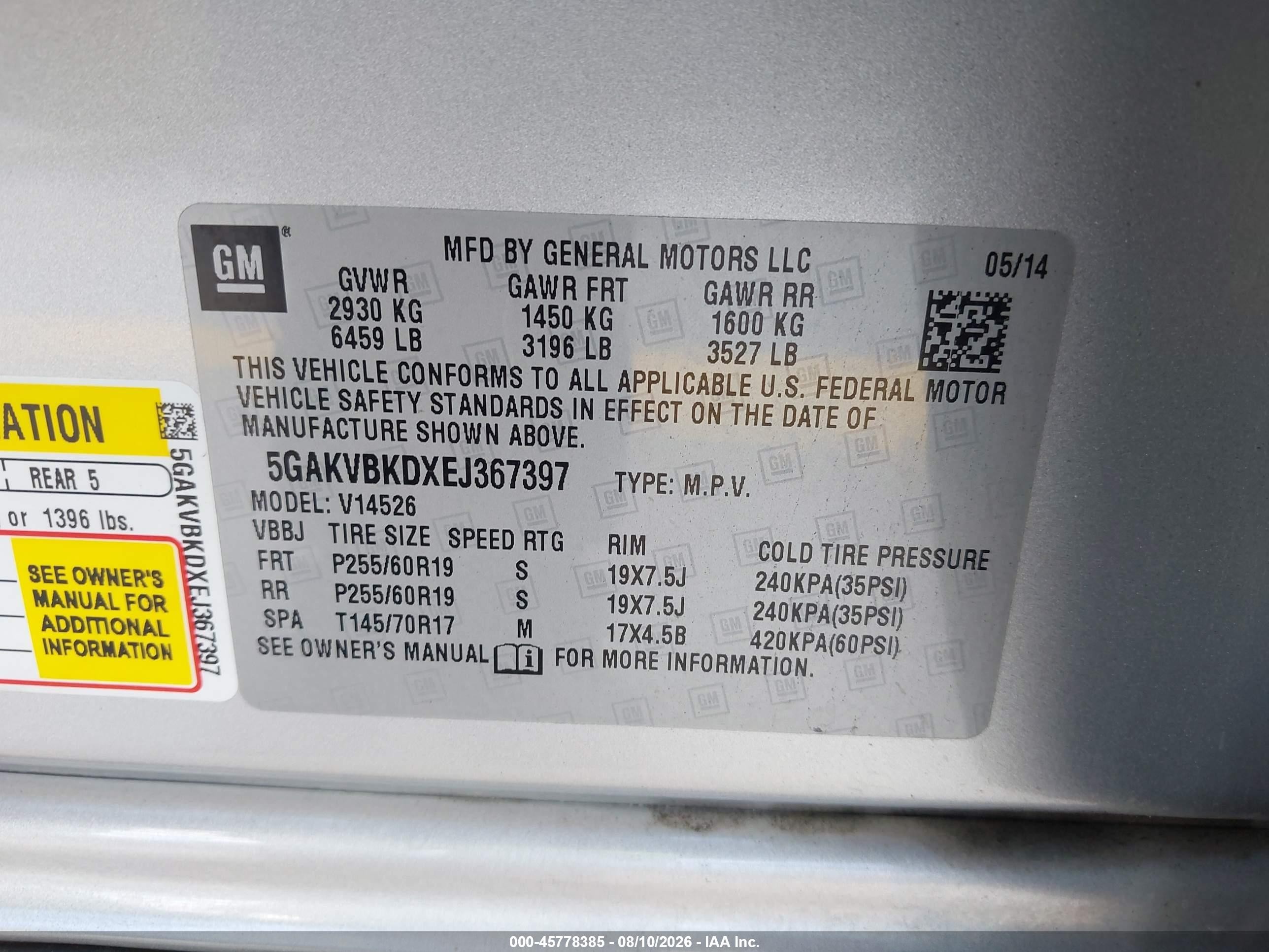 2014 Buick Enclave Leather Silver vin: 5GAKVBKDXEJ367397