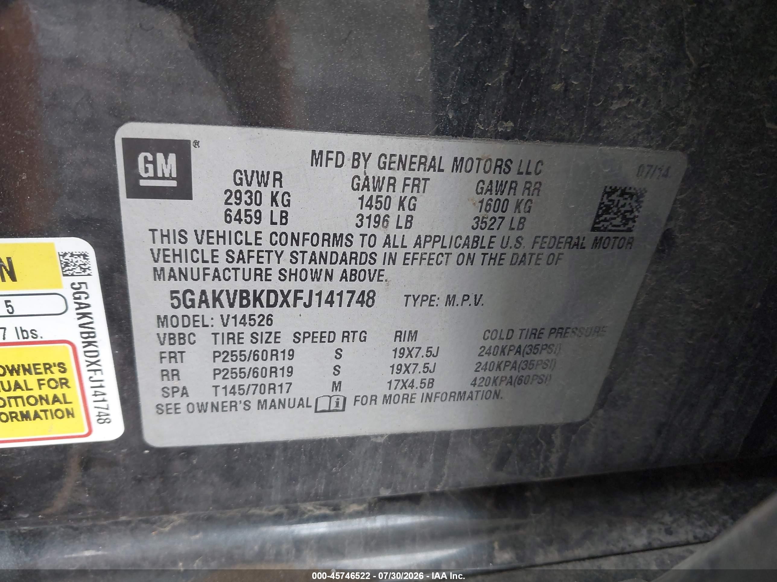 2015 Buick Enclave Leather Серый vin: 5GAKVBKDXFJ141748