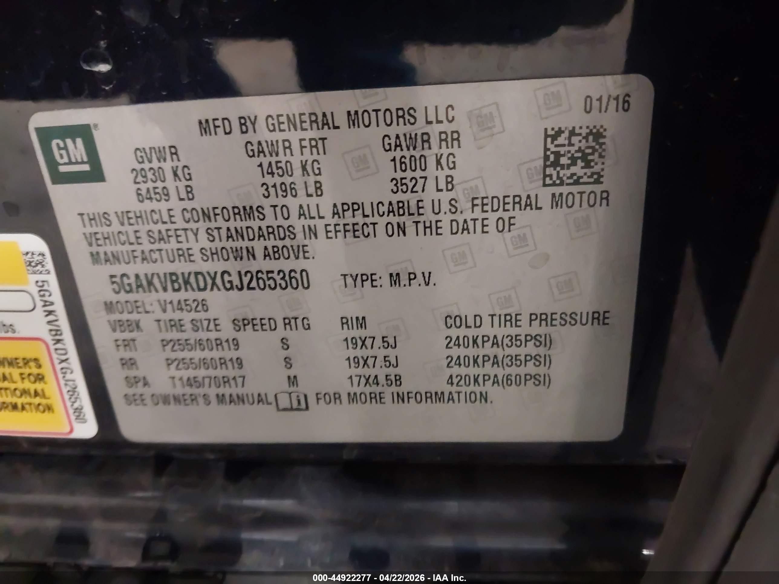 2016 Buick Enclave Leather Navy vin: 5GAKVBKDXGJ265360