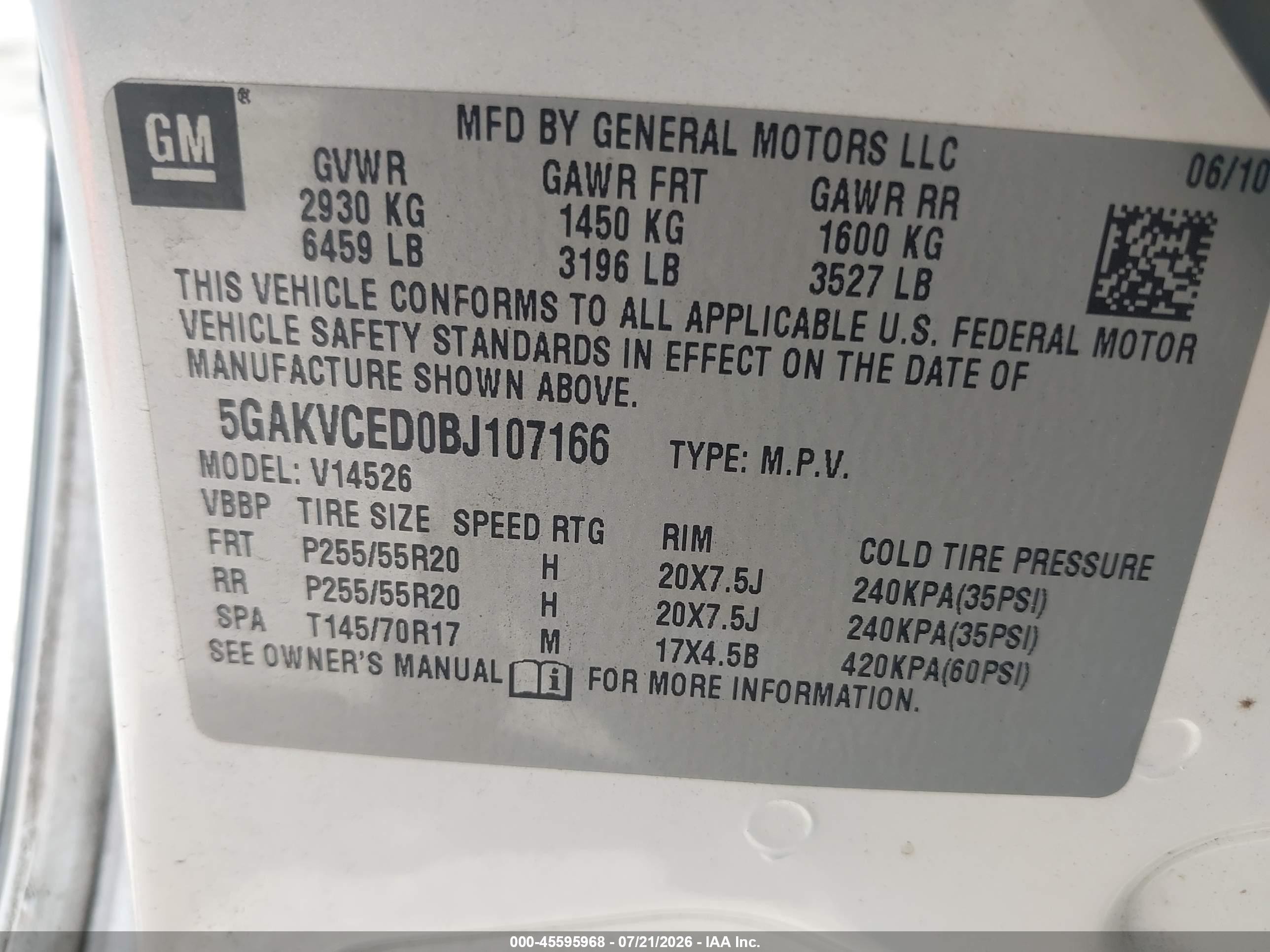 2011 Buick Enclave 2xl Cream vin: 5GAKVCED0BJ107166