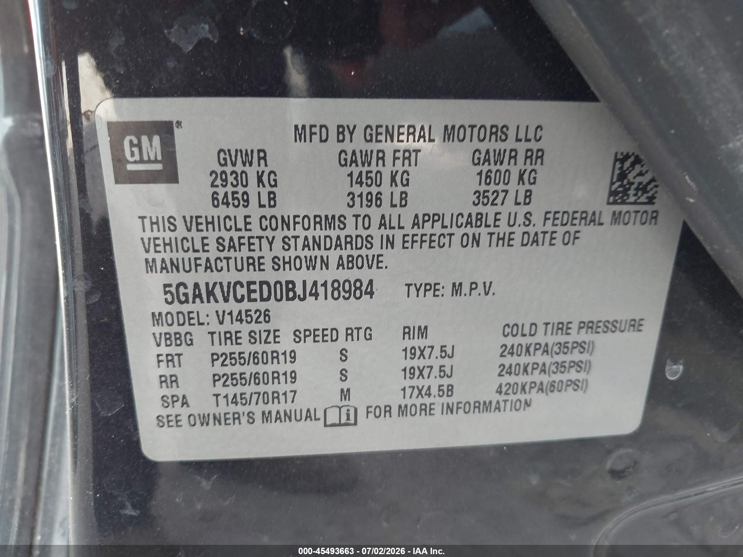 2011 Buick Enclave 2xl Черный vin: 5GAKVCED0BJ418984