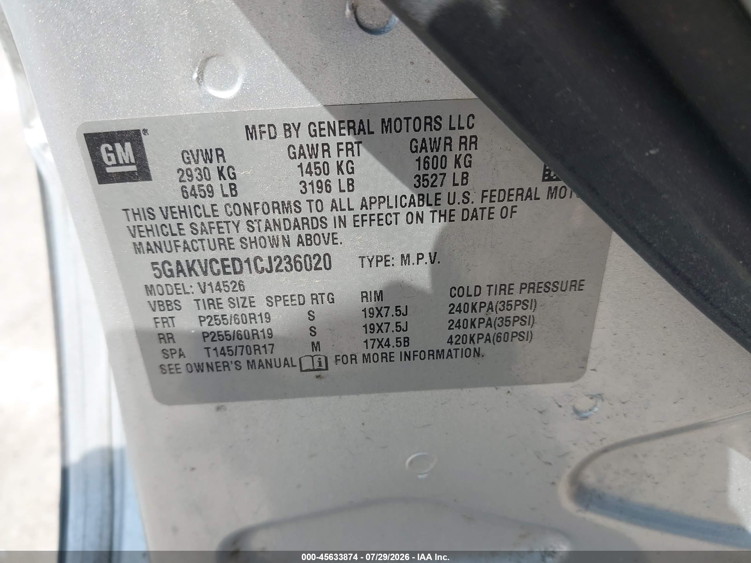 2012 Buick Enclave Leather Silver vin: 5GAKVCED1CJ236020