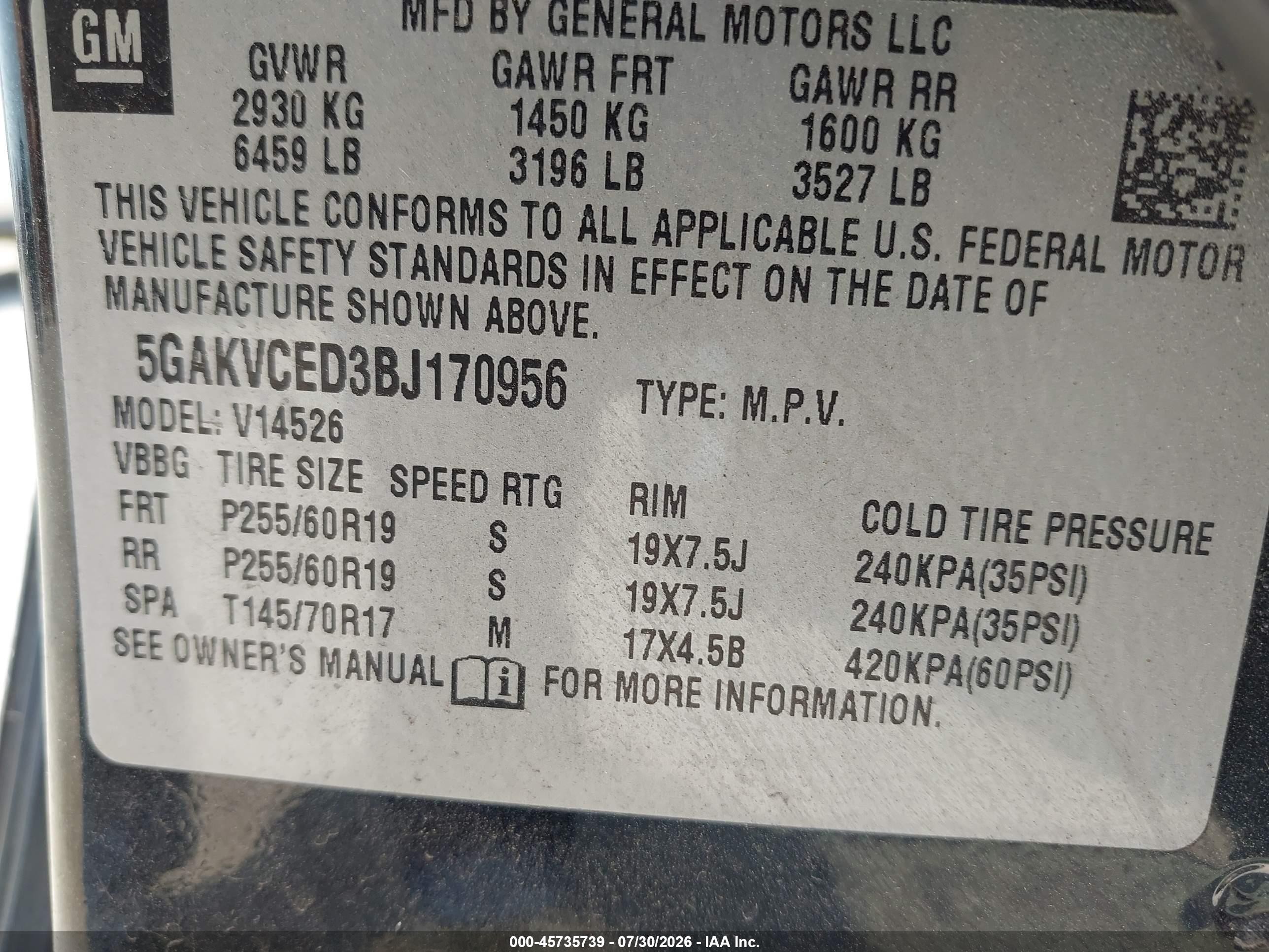 2011 Buick Enclave 2xl Gray vin: 5GAKVCED3BJ170956