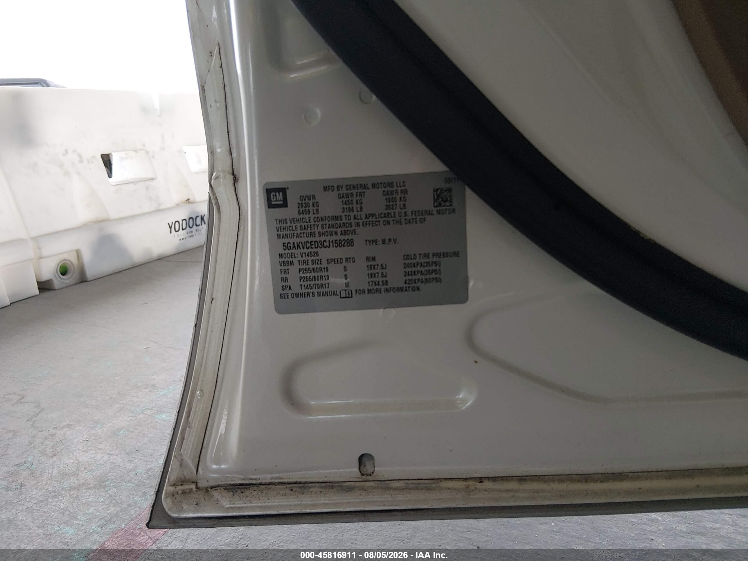 2012 Buick Enclave Leather White vin: 5GAKVCED3CJ158288