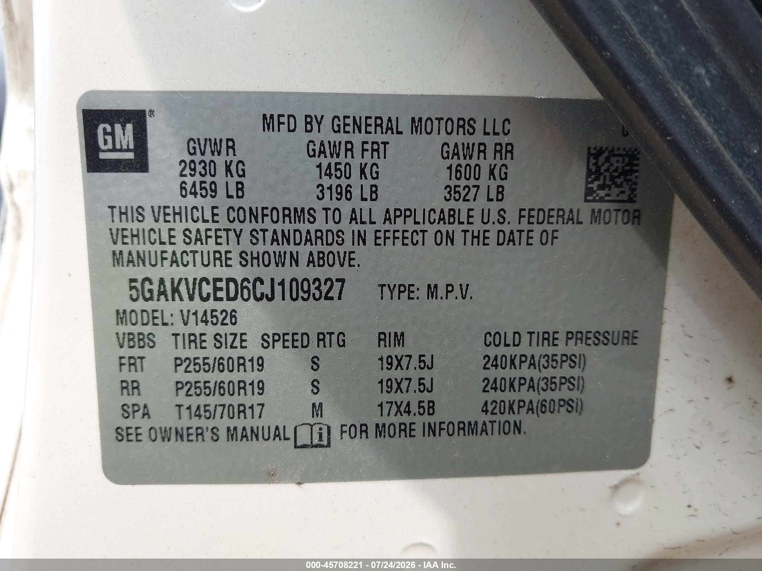 2012 Buick Enclave Leather Белый vin: 5GAKVCED6CJ109327