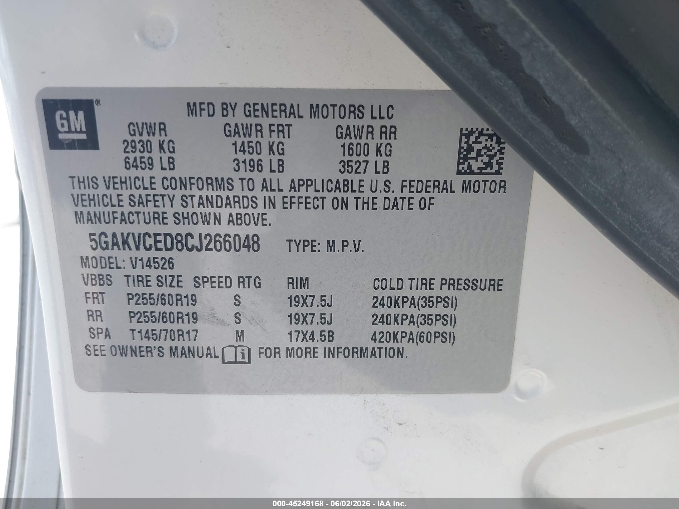 2012 Buick Enclave Leather White vin: 5GAKVCED8CJ266048