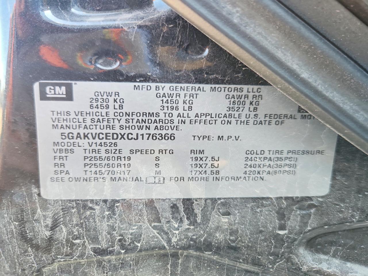 2012 Buick Enclave Black vin: 5GAKVCEDXCJ176366