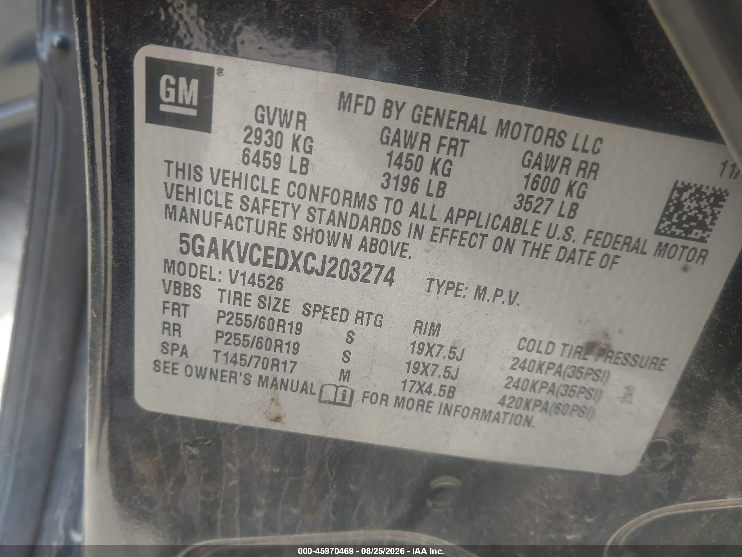 2012 Buick Enclave Leather Black vin: 5GAKVCEDXCJ203274