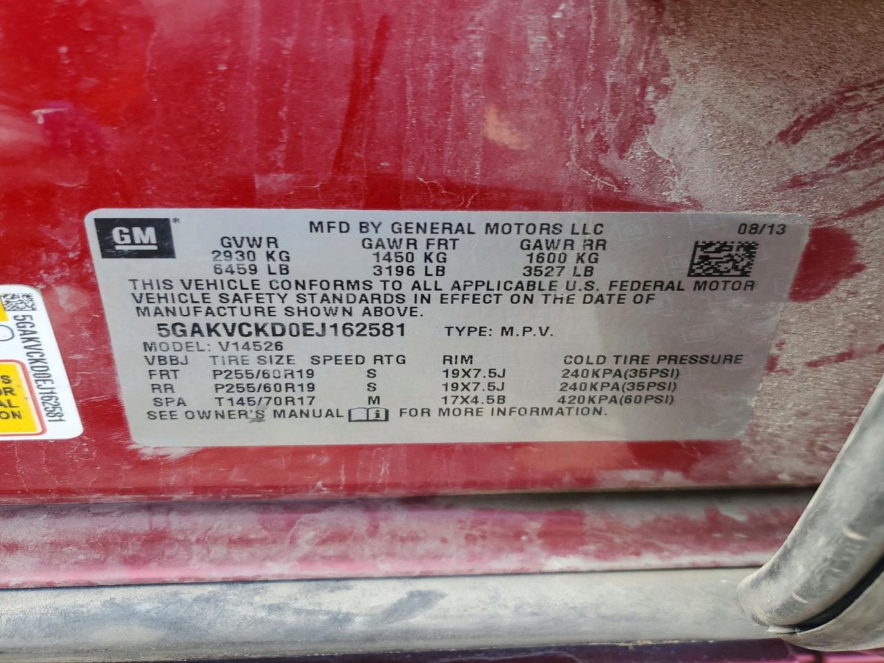 2014 Buick Enclave Красный vin: 5GAKVCKD0EJ162581
