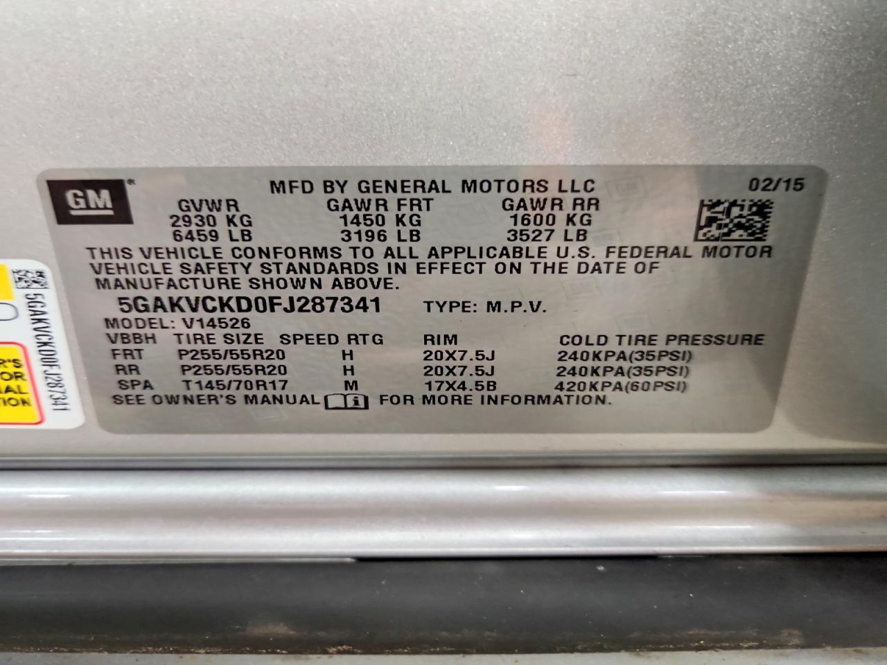 2015 Buick Enclave Silver vin: 5GAKVCKD0FJ287341