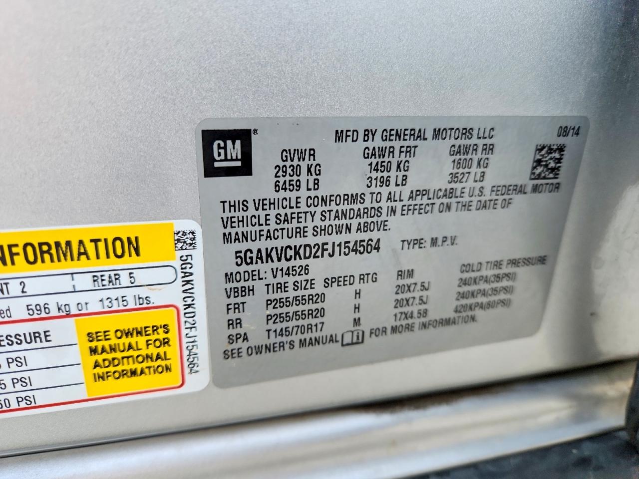 2015 Buick Enclave Silver vin: 5GAKVCKD2FJ154564