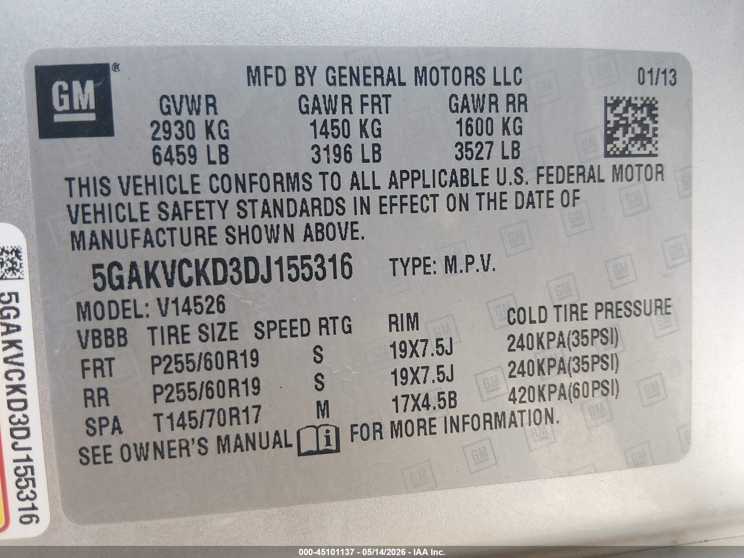 2013 Buick Enclave Leather Silver vin: 5GAKVCKD3DJ155316
