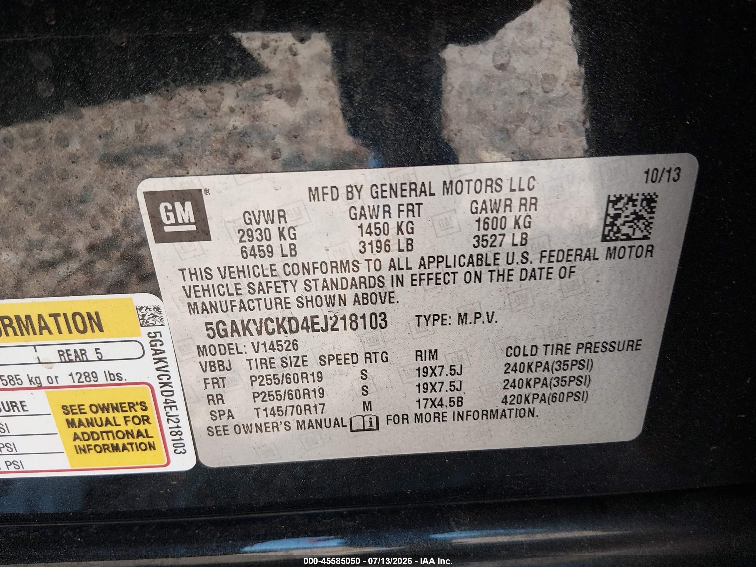 2014 Buick Enclave Premium Black vin: 5GAKVCKD4EJ218103