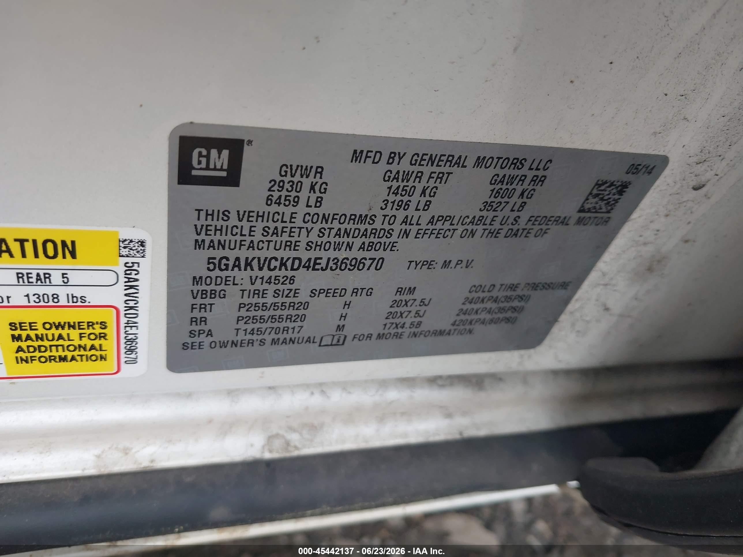 2014 Buick Enclave Premium Белый vin: 5GAKVCKD4EJ369670