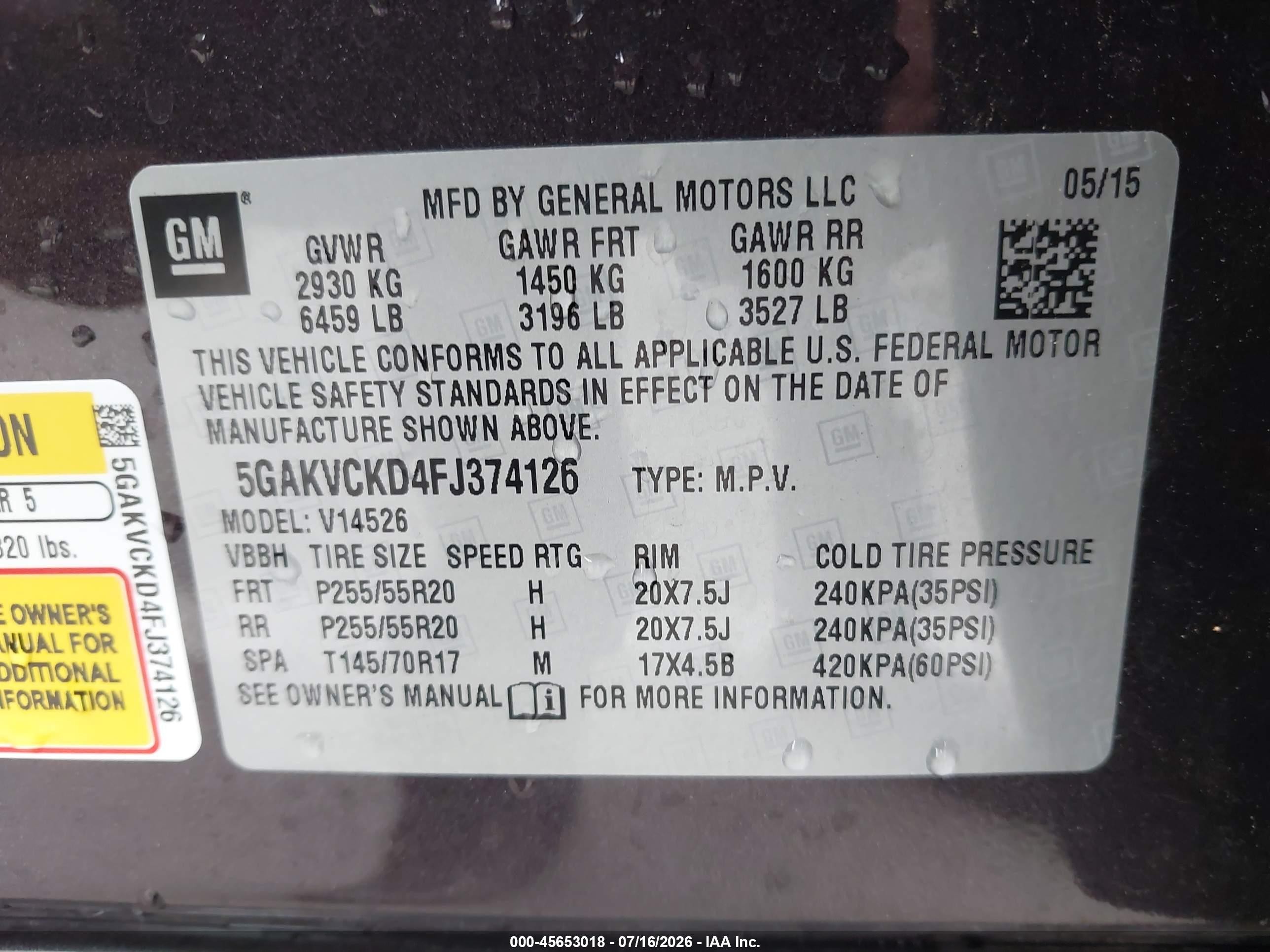 2015 Buick Enclave Premium Черный vin: 5GAKVCKD4FJ374126