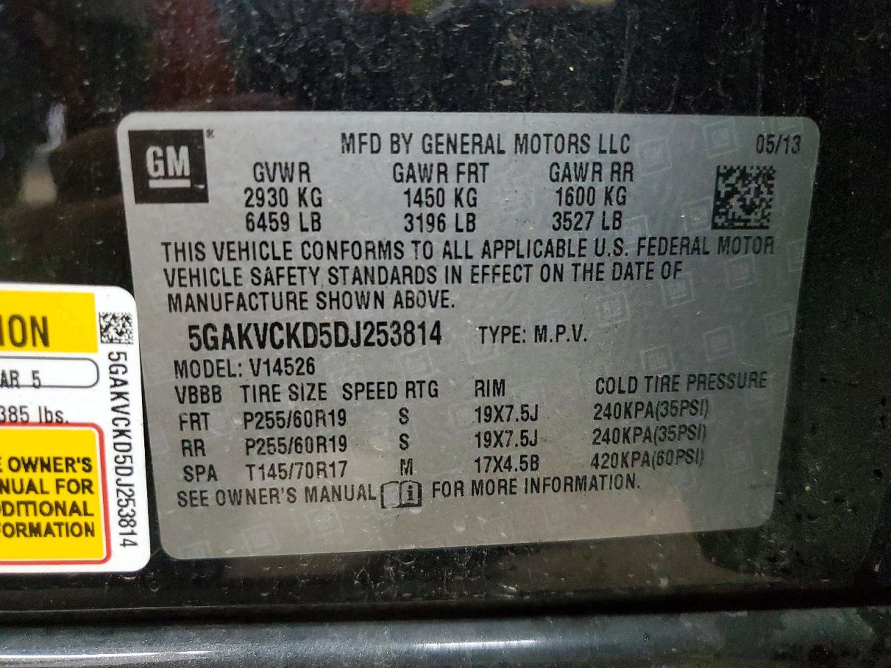 2013 Buick Enclave Charcoal vin: 5GAKVCKD5DJ253814