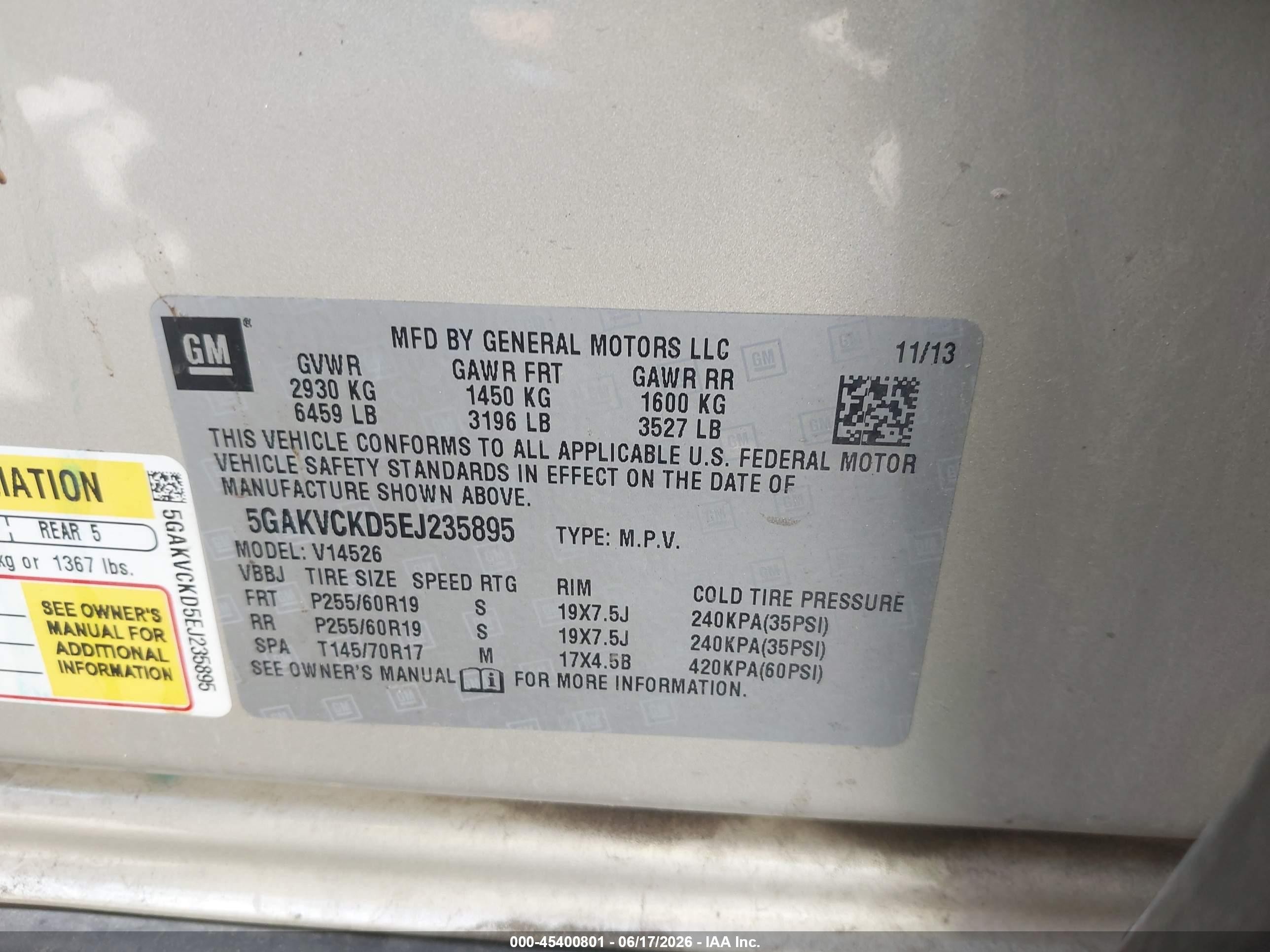2014 Buick Enclave Premium Золотой vin: 5GAKVCKD5EJ235895