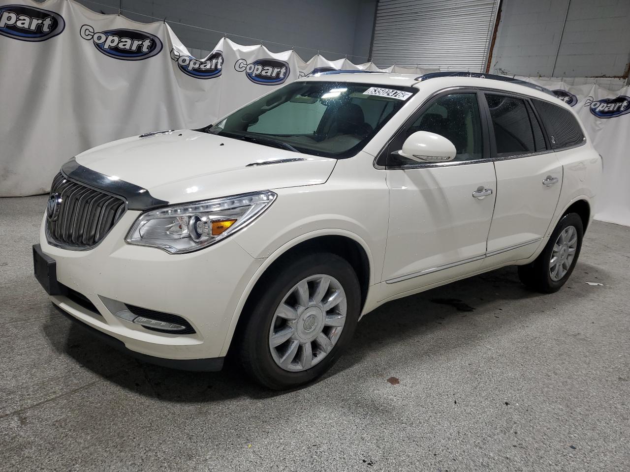 2014 Buick Enclave White vin: 5GAKVCKD5EJ268850 Damage: Hood, Chipped, 2