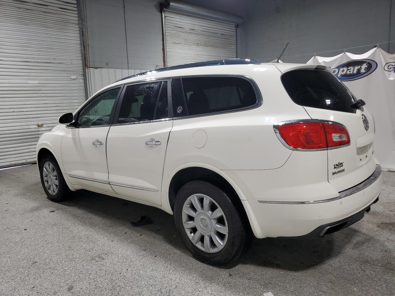 2014 Buick Enclave White vin: 5GAKVCKD5EJ268850 Damage: Left Rear Door, Dent(S) W/No Paint Dmg, < 1/8 Inch