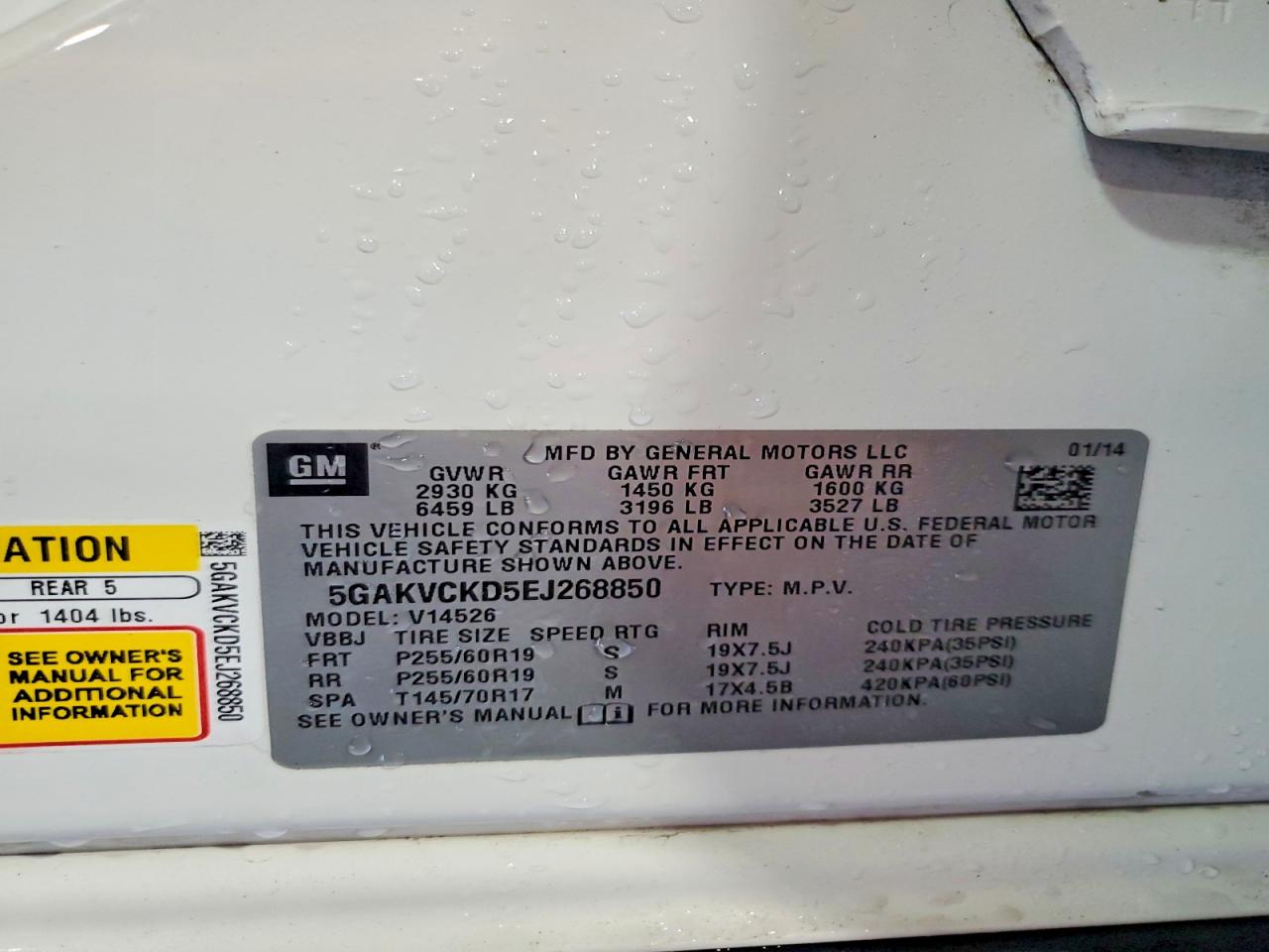 2014 Buick Enclave White vin: 5GAKVCKD5EJ268850
