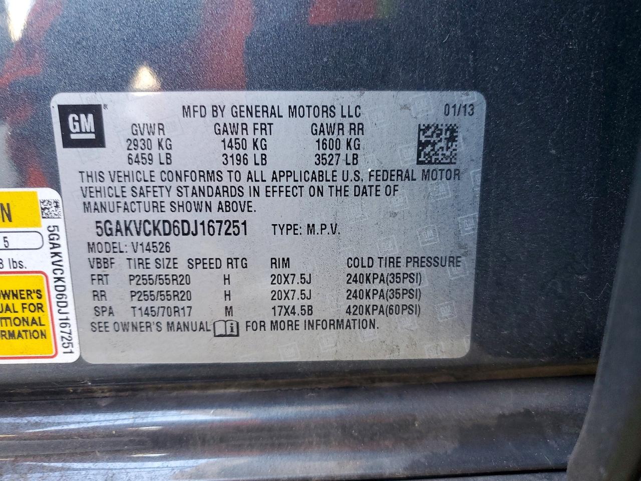2013 Buick Enclave Charcoal vin: 5GAKVCKD6DJ167251