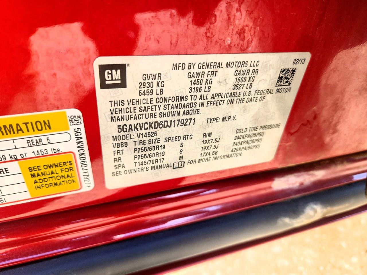 2013 Buick Enclave Red vin: 5GAKVCKD6DJ179271